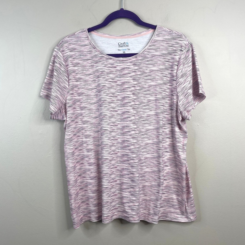 Croft & Barrow Stretch Knit Top Womens XXL Space Dyed Casual Layering Comfy